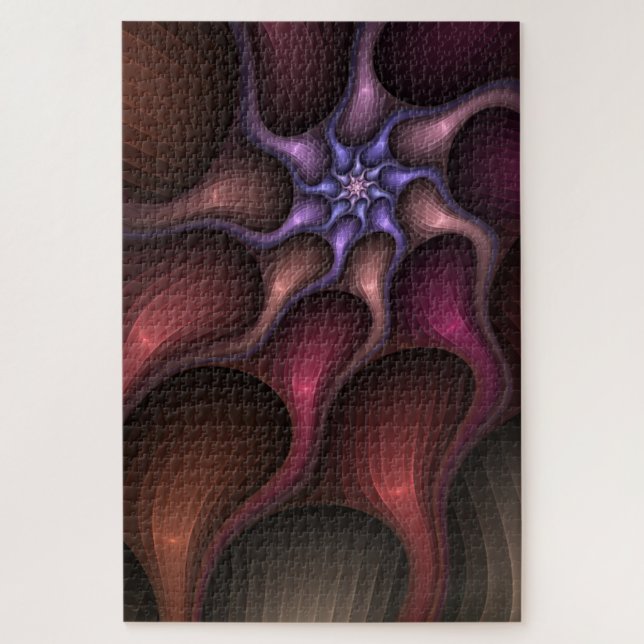 Zauberhaftes Abstrakt gestreiftes farbiges Fraktal Puzzle (Vertikal)