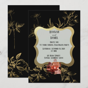 Zauberhaftes Black & Gold-Halloween-Party Einladung