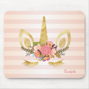 Zauberhaftes Einhorn-Gesicht, Streifen - Personali Mousepad
