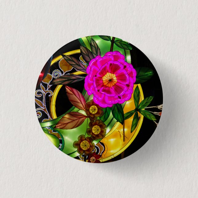 Zauberhaftes Magenta & Gold  Button (Vorderseite)