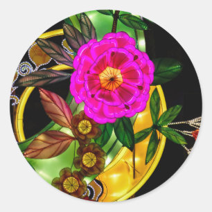 Zauberhaftes Magenta & Gold Runder Aufkleber