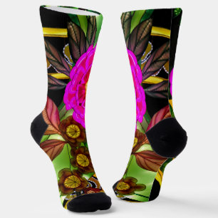 Zauberhaftes Magenta & Gold Socken