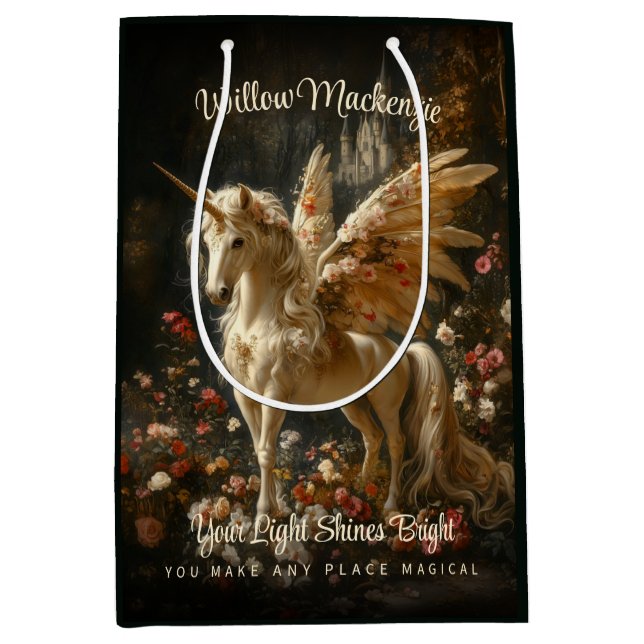 Zauberhaftes Pferdeschwald Unicorn Mittlere Geschenktüte (Vorderseite)