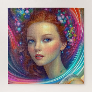 Zauberhaftes Rainbow-Hair-Portrait Puzzle
