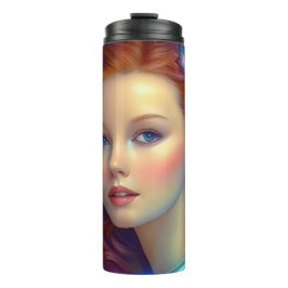 Zauberhaftes Rainbow-Hair-Portrait Thermosbecher