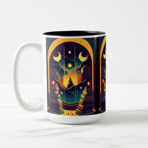 Zauberhaftes Reich der Bücher Zweifarbige Tasse