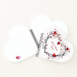 Zauberhaftes rotes Wasserfarbenherz Notizbuch