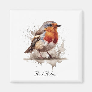 Zauberhaftes Rotkehlchen im Garten, individuell an Magnet