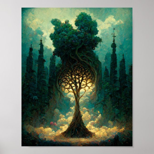 Zauberhaftes Tree Fantasy Art Poster (Vorne)