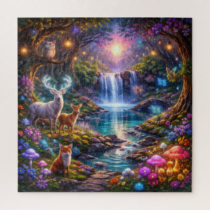 Zauberhaftes Wald-Wasserfall-Puzzle Puzzle