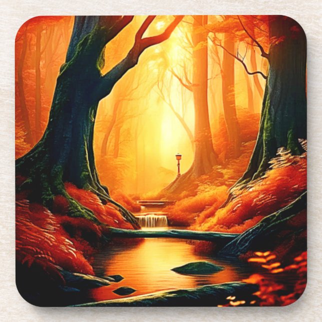 Zauberhaftes Waldglühen Getränkeuntersetzer (Vorderseite)