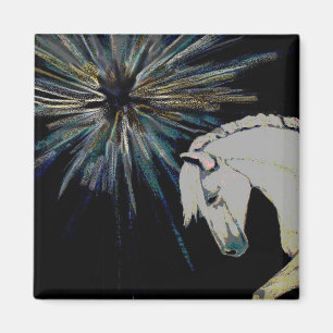 Zauberhaftes Weißes Pferd Pferderennen Pony Blast Magnet