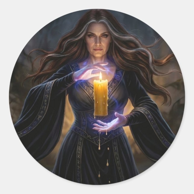 Zauberin der arkane Kerze Runder Aufkleber (Vorderseite)
