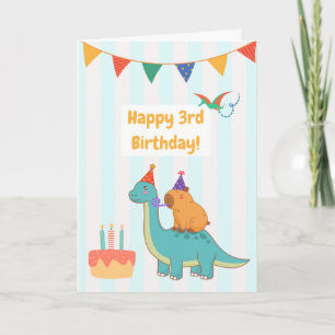 Zauberkarte zum 3. Geburtstag mit Brontosaurus und Karte