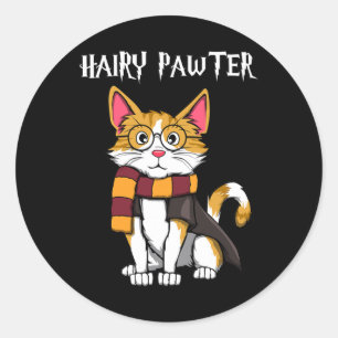 Zauberkatze mit Gläsern, die katzenreich sind Runder Aufkleber