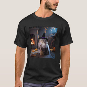 Zauberkatze Seltsam Lustig Halloween-Katze Meme T-Shirt