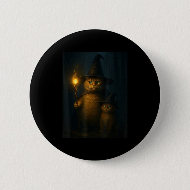 Zauberkatze Weird Funny Halloween-Katze Meme  Button (Vorderseite)