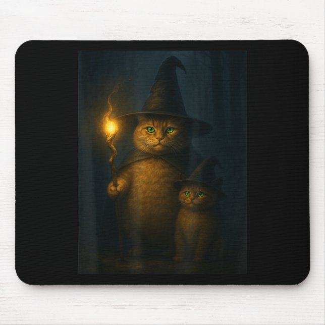 Zauberkatze Weird Funny Halloween-Katzen-Meme  Mousepad (Vorne)
