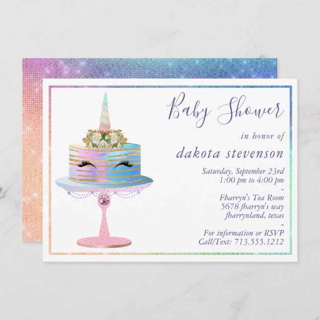 Zauberkuchen | Fantasy Watercolor Dusche Einladung (Vorne/Hinten)