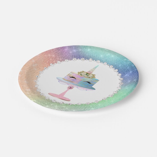 Zauberkuchen | Fantasy Watercolor Party Pappteller (Schrägansicht)