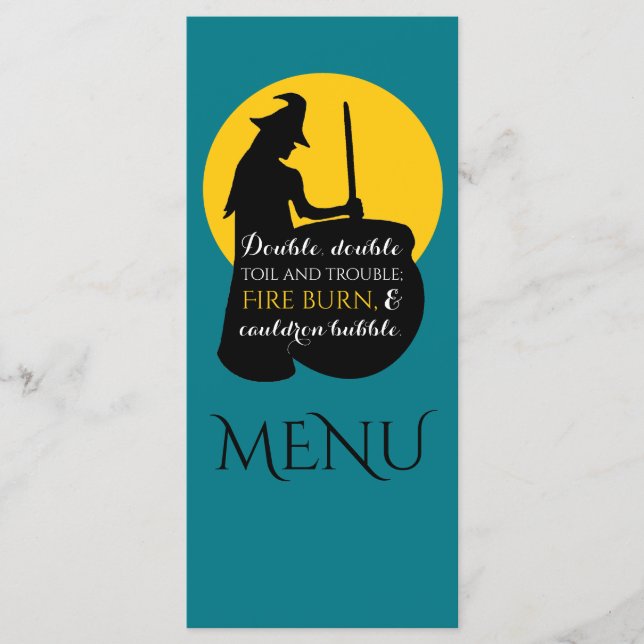 Zaubermenü Hexe und Mond Menükarte (Vorderseite)