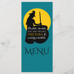 Zaubermenü Hexe und Mond Menükarte