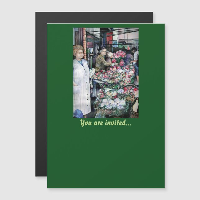 Zaubermoment auf dem Raketenmarkt Magneteinladung (Vorne/Hinten)