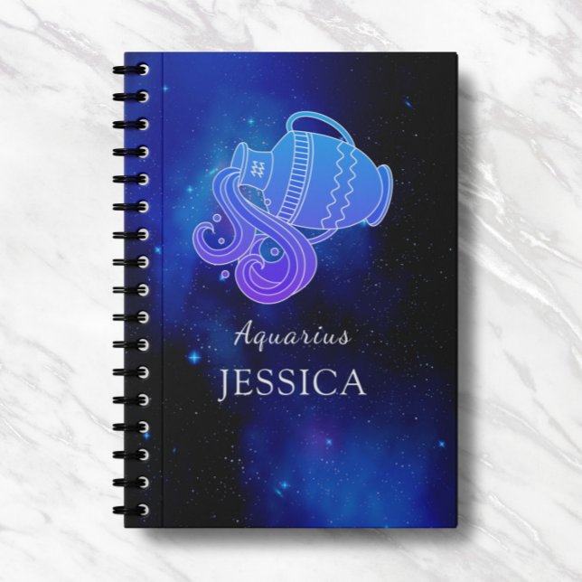 Zaubername mit Zodiac-Zeichen Aquarius-Notebook Notizblock (Von Creator hochgeladen)