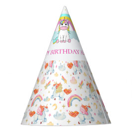 Zauberrosa Einhorn Regenbogen Partyhütchen