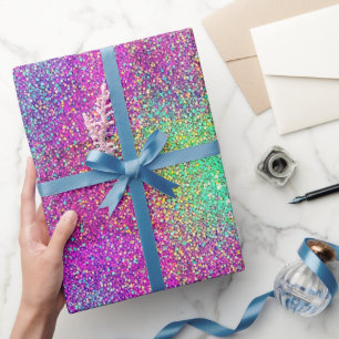 Zauberrosa Türkis glänzende Glitterie glänzend Geschenkpapier