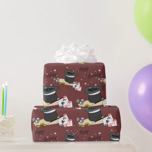 Zaubershow Glücklicher Geburtstag Rot Geschenkpapier