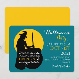 Zaubersprüche der Hexe und des Mondes - Party Einl Einladung