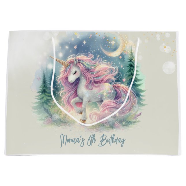Zaubersprudelnder, whimsicaler Einhorn-Kindergebur Große Geschenktüte (Vorderseite)