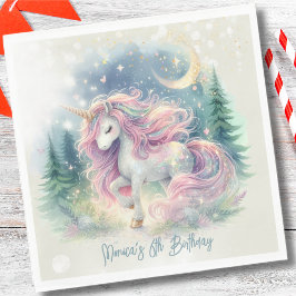 Zaubersprudelnder, whimsicaler Einhorn-Kindergebur Serviette