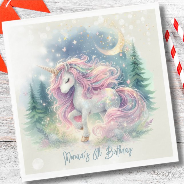 Zaubersprudelnder, whimsicaler Einhorn-Kindergebur Serviette (Von Creator hochgeladen)