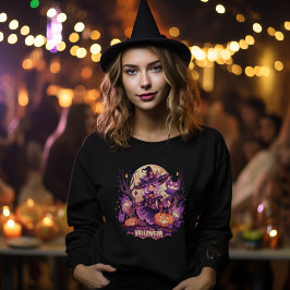 Zaubersprühler Halloween-Anime-Hexe lang T-Shirt
