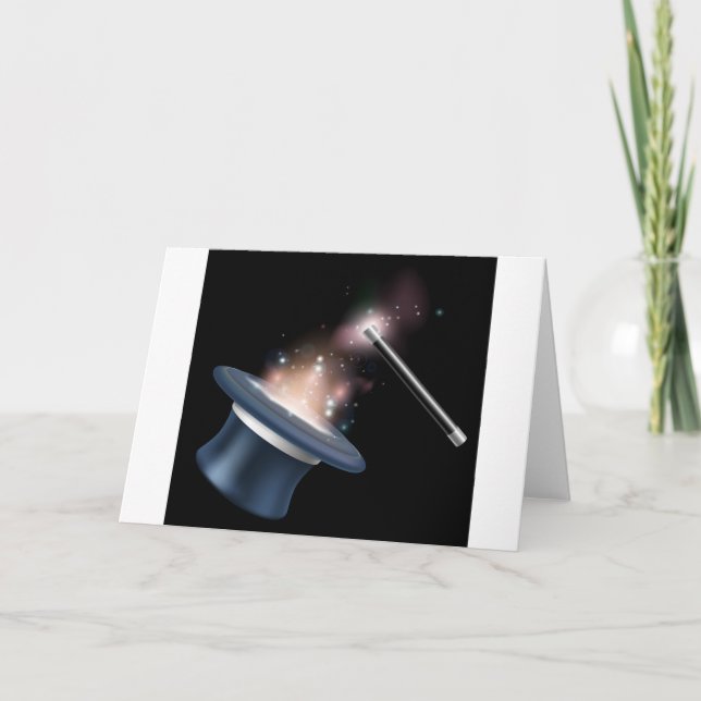 Zaubertophat und Zauberstab Karte (Vorderseite)