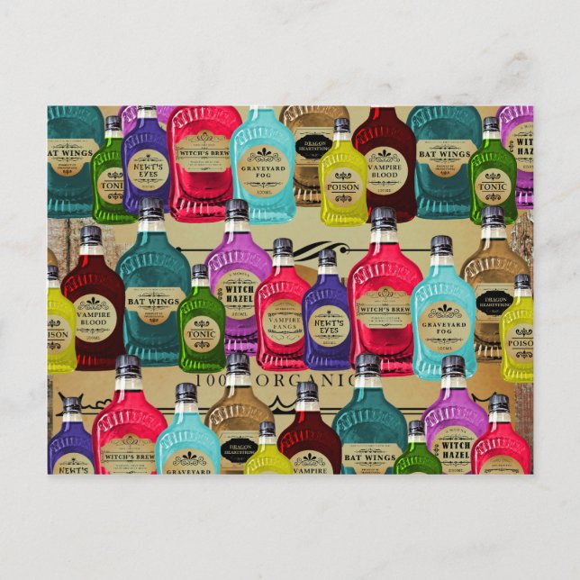 Zaubertrank apothecary Halloween Tonic Flaschen Postkarte (Vorderseite)