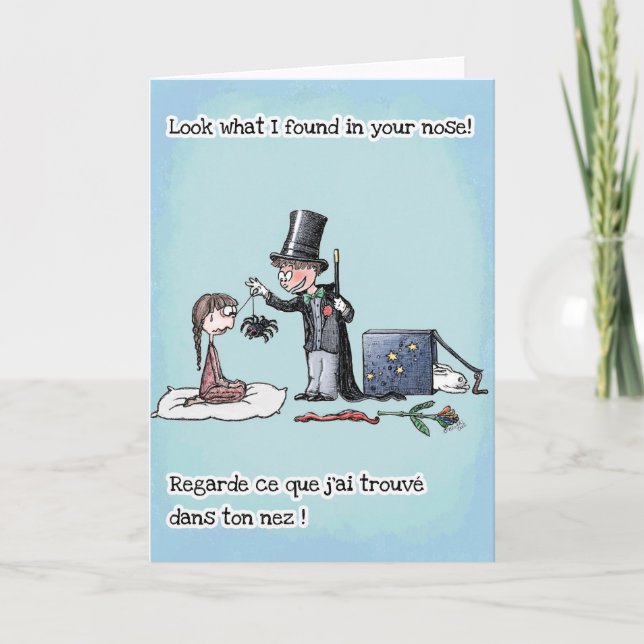 Zaubertrick für Kinder - Englisch Französisch Karte (Vorderseite)