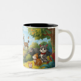 Zauberwald mit Tieren Zweifarbige Tasse