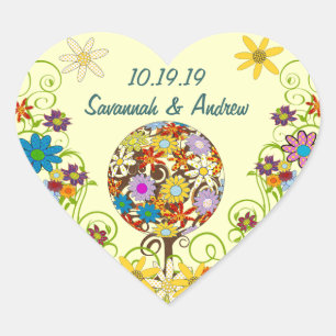 Zauberwaldkreislauf der Liebe Blume Bäume Hochzeit Herz-Aufkleber