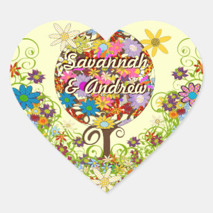 Zauberwaldkreislauf der Liebe Blume Bäume Hochzeit Herz-Aufkleber