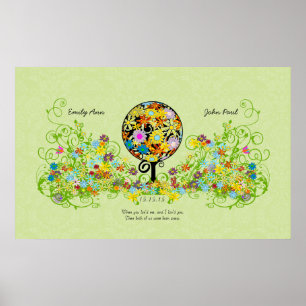 Zauberwaldkreislauf der Liebe Blume Bäume Hochzeit Poster
