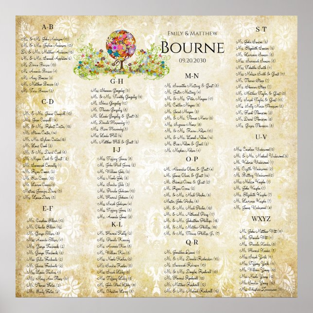 Zauberwaldkreislauf der Liebe Blume Bäume Hochzeit Poster (Vorne)