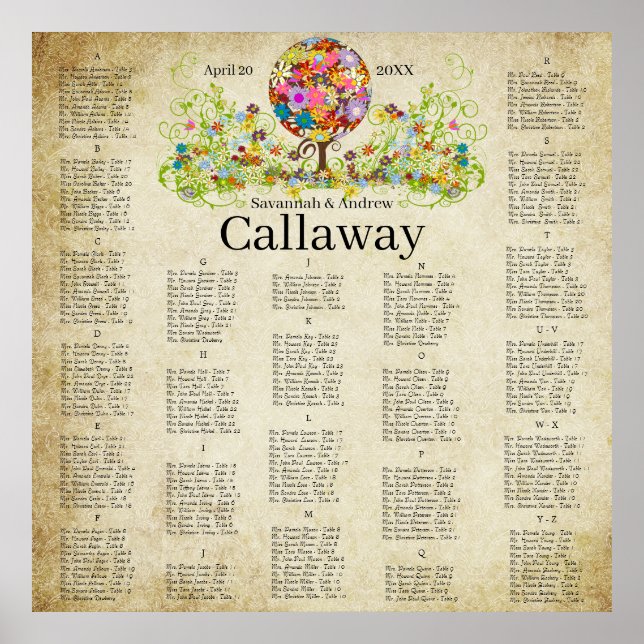 Zauberwaldkreislauf der Liebe Blume Bäume Hochzeit Poster (Vorne)