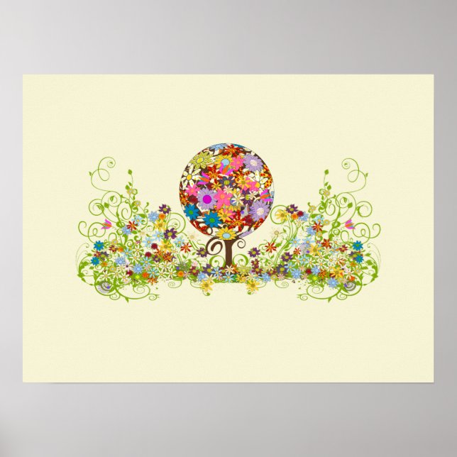 Zauberwaldkreislauf der Liebe Blume Bäume Hochzeit Poster (Vorne)