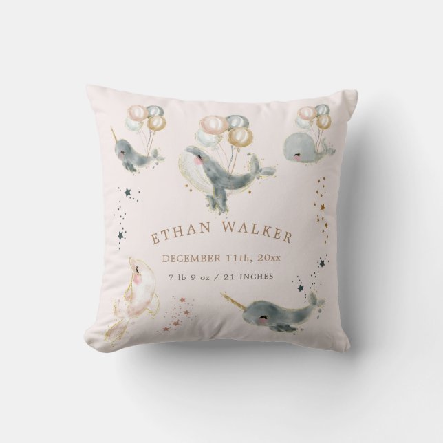 Zauberwale Geburtsdaten Kissen (Vorderseite)