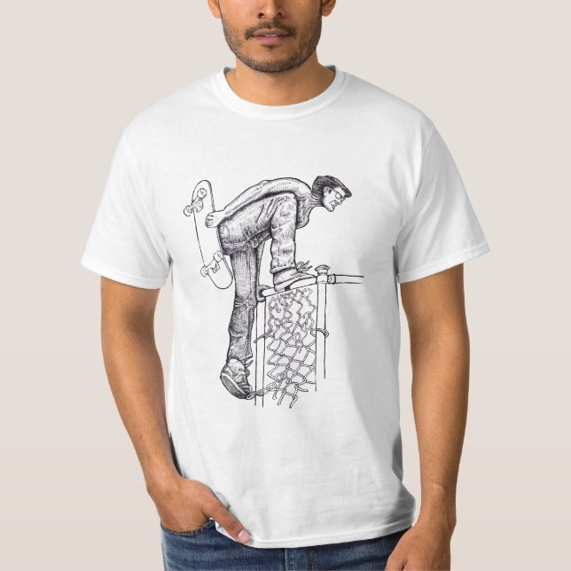 Zaun-Bergsteigerskateboarder-T - Shirt (Vorderseite)