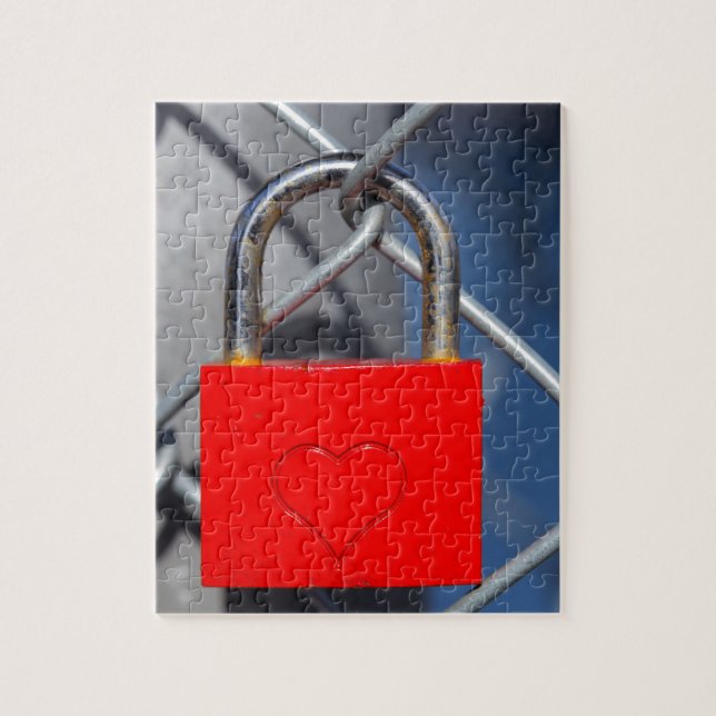 Zaun mit rotem Herzen Puzzle (Vertikal)