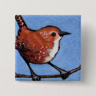 ZAUNKÖNIG, VOGEL, FARBbleistift Button